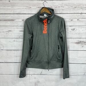 Bench Sweatshirt Womens Large Gray Full Zip Thumb Holes Gym Pockets